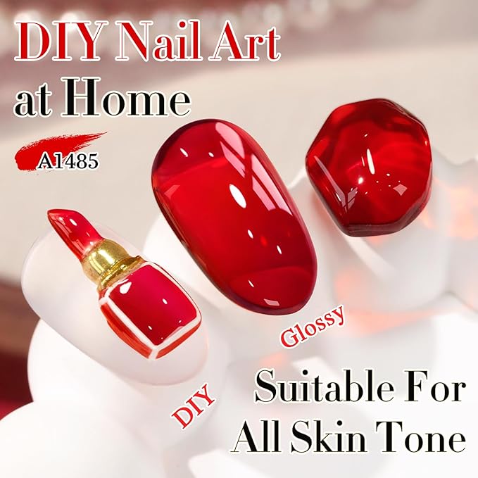 Double Rhythm 0.50 OZ Translucent Gel Polish Same Color Same Bottle Sheer Pastel Neutral Natural Milky 15 ML Jelly UV Nail Art DIY at Home (Burgundy Red-A1485)