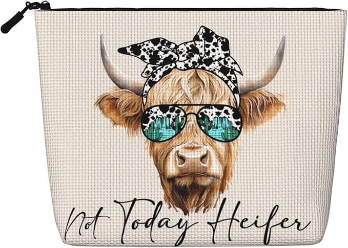 MOLAIGIN Heifer Cow Girl Cosmetic Bag For Women, Travel Makeup Bag, Toiletry Zipper Bag, Large Capacity Aesthetic Cases