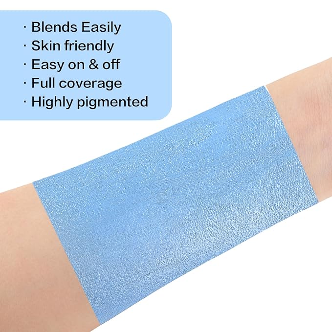 Light Blue Face Body Paint, Oil-based Face Painting Kit for Kids Adlut, Facepaint for Halloween Dead Bride Ice Queen Costume, Cosplay, Parties, Stage, Theater, SFX Special Effect Makeup（2.1 Fl.oz）