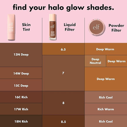 e.l.f. Halo Glow Skin Tint SPF 50, Tinted Moisturizer For Light, Buildable Coverage, Creates A Natural Glow, Vegan & Cruelty-Free, 14 Deep Warm