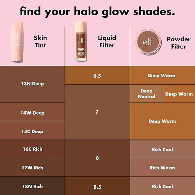 e.l.f. Halo Glow Skin Tint SPF 50, Tinted Moisturizer For Light, Buildable Coverage, Creates A Natural Glow, Vegan & Cruelty-Free, 18 Rich Neutral