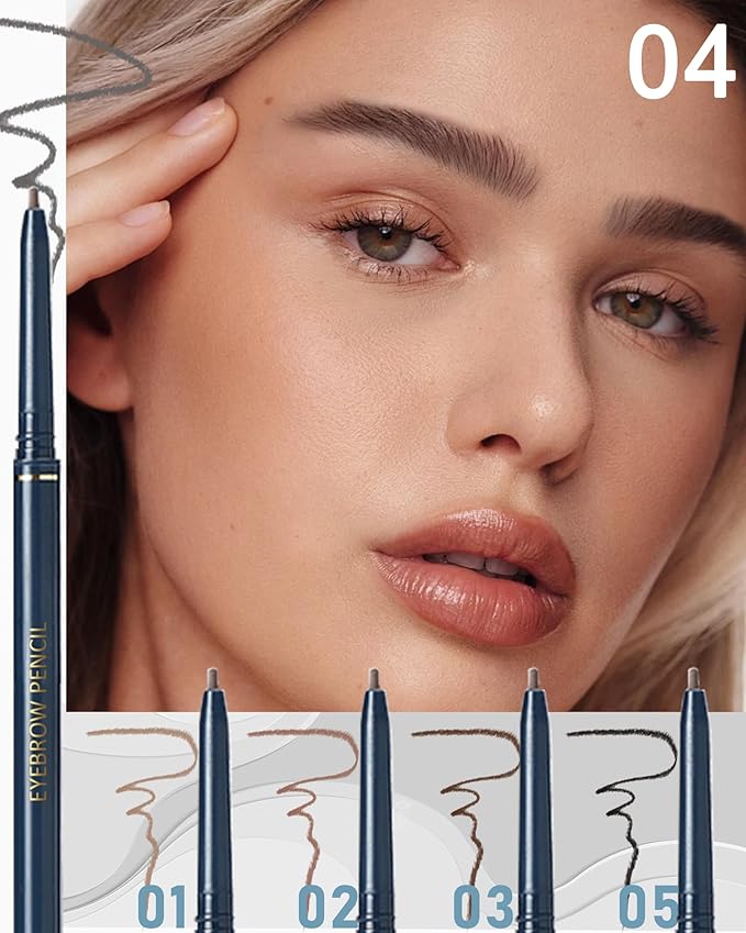 Eyebrow Pencil for Women,2Pcs Grey Ultra-Fine Eye Brow Pencil Set,Easy to Color,Longlasting Waterproof Eyebrow Tint Pen Kit for Define Shape and Fill Brow,Thanksgiving Eye Makeup Gift for Girl-04Gray