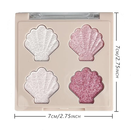 K'APEINE Glitter Eyeshadow Palette, 4 Colors Fine Shimmer Eye Shasows Sparkle Pink White Makeup Palette Diamond Bright Eyeshadow Highly Pigmented Makeup Kit Long Lasting for Women Girls Daily, Party