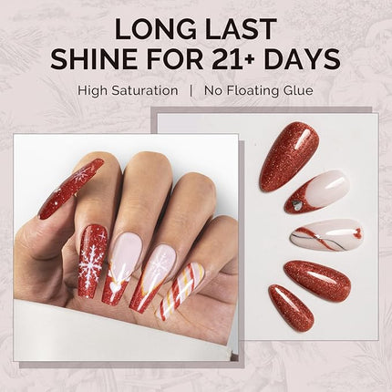 MelodySusie Red Glitter Gel Nail Polish,Rust 0.5fl oz Soak Off UV LED Orange Vemmilion Glitter Gel Polish Gift for Women Nail Art Manicure Salon DIY Nail Design Decoration at Home-1657