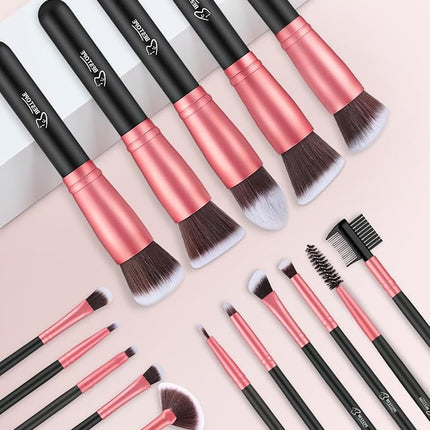 BESTOPE PRO Makeup Brushes 16 Pcs Makeup Brush Set, Blending Brush for Foundation, Premium Synthetic Powder Concealers Makeup Brushes for Eyes and Face, Eye Shadows Brushes, Eyeliner Make Up Brushes