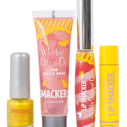 Lip Smacker Pink Lemonade Glam Bag Makeup Set for Girls | Lip Balm, Lip Gloss, Nail Polish, & Lotion | Christmas Make Up Collection | Holiday Present | Gift for Girls | Set of 4