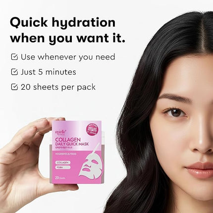 Epielle Niacinamide Korean Face Masks 20 Pack - Pore Minimizing Sheet Masks with Bakuchiol for Glowing Skin, Stocking Stuffers for Women K-Beauty