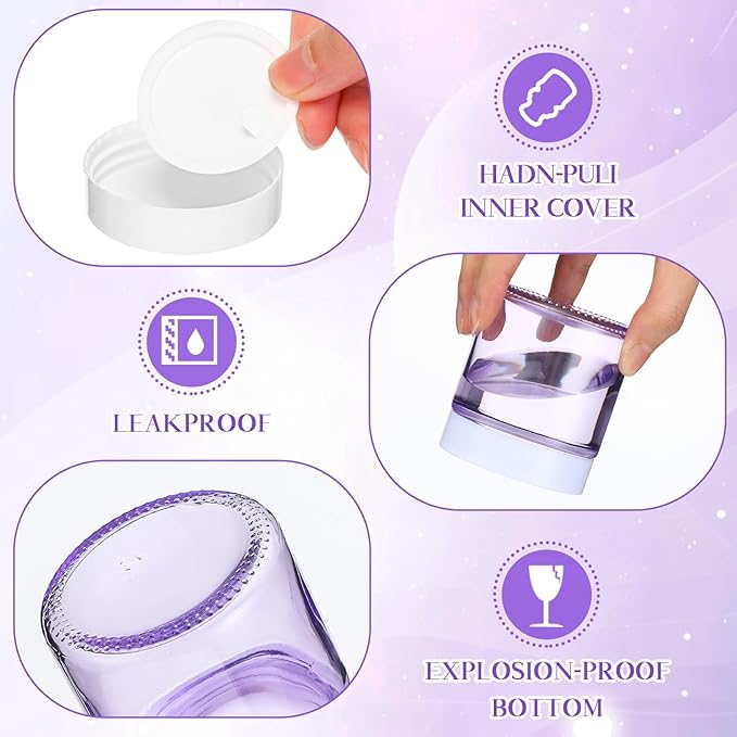 Norme 12 Pcs 4 oz Glass Jars with Lids Leakproof Round Airtight Empty Cosmetic Jars with Inner Liners Lid for Storing Lotions Powder Ointments Candle Making Tins (Light Purple)