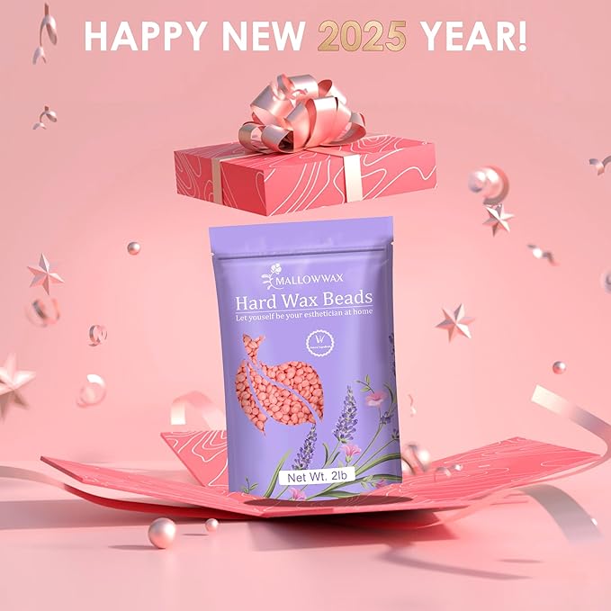 Hard Wax Beads for Hair Removal, 2LB – Premium Hair Removal Wax Refill for Sensitive Skin with Rose Formula, Ideal for Facial and Brazilian Areas