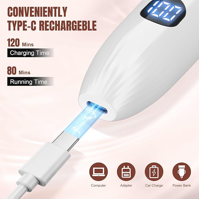 Karrte 2-in-1 Women Electric Shaver Dual Head Bikini Trimmer, Razors for Shaving Pubic Hair, Wet and Dry Cordless Painless Hair Removal for Private Area White