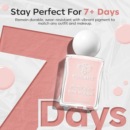 modelones Pastel Pink Nail Polish, Valentines Light Pale Pink 15 ml Quick Dry Nail Lacquer Strengthener Long Last Shine Fingernail Toe Nail Art DIY Home Manicure Gift for Women Girls