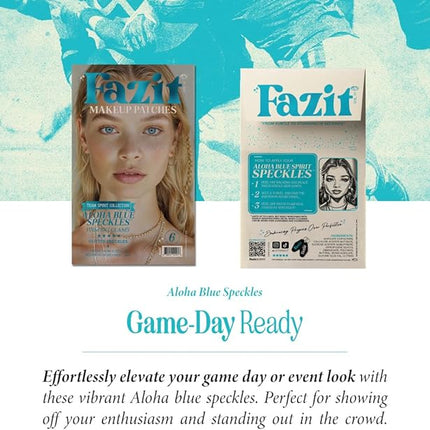 Fazit Makeup Patches - Aloha Blue Speckles - Glow Up Make-Up Patches - Cute Glitter Makeup Accessories for Women - Cosmetic Glitter for Face