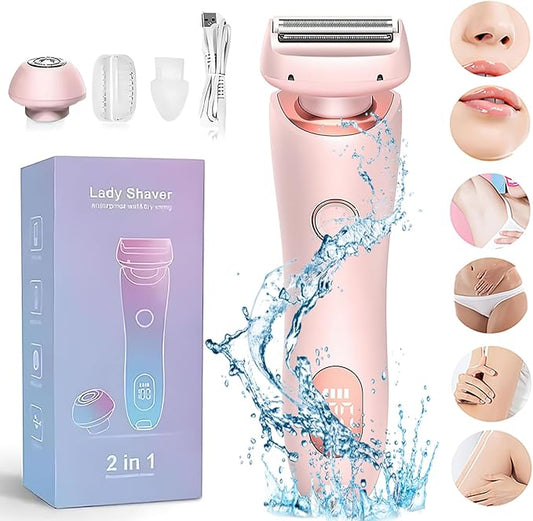 The Glide Pro 3.0 Razors, Smooth Shave Pro for Women, 2 in 1 Electric Shaver Razors, Wireless Bikini Trimmer for Pubic Hair,Waterproof Wet & Dry Use for Armpit Legs Face Hairs (Pink)