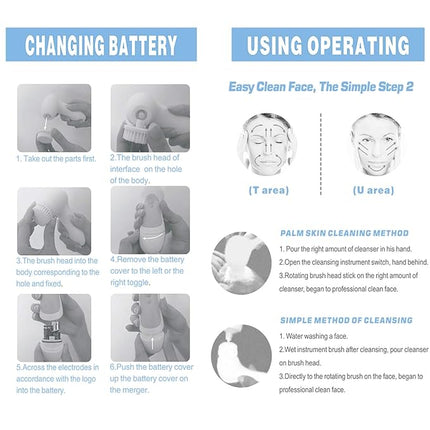 Waterproof Facial Cleansing Spin Brush Set with 5 Exfoliating Brush Heads - Electric Face Scrubber Cleanser Brush by CLSEVXY - Face Brush for Gentle Exfoliation and Deep Scrubbing