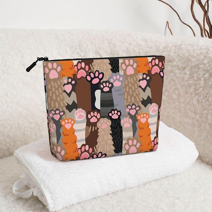 MOLAIGIN Funny Cat Paw Cosmetic Bag For Women, Travel Makeup Bag, Toiletry Zipper Bag, Large Capacity Aesthetic Cases