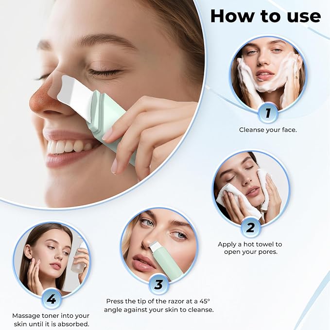 Blackhead Remover Tool Face Scrubber: PETYDOOT Double-Headed Face Spatula Skin Scrubber, Nose Pore Cleaner Blackhead Remover for Facial Deep Cleansing Skin Care Tool for Men & Women (Green)