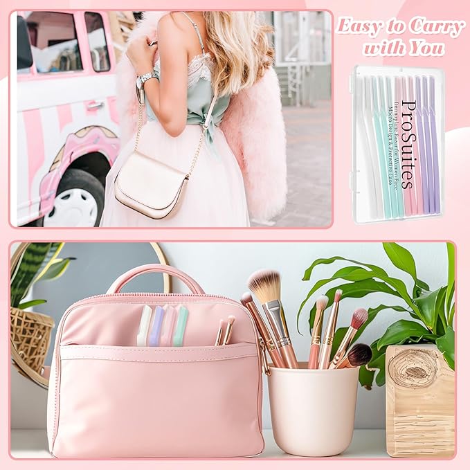 16 Count Dermaplane Razor for Women Face, Professional Facial & Eyebrow Hair Remover, Gentle Skin Exfoliation with Precision Blades， Macaroon color