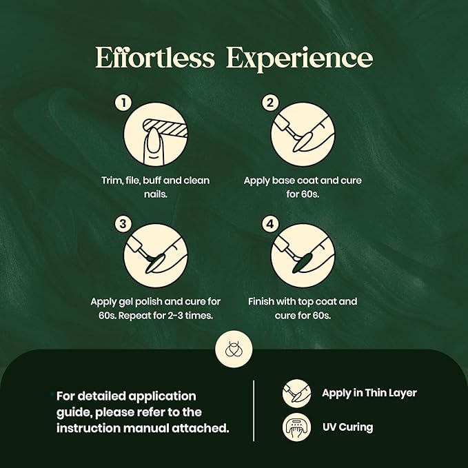 Beetles Green Gel Nail Polish Set - Boundless Forest Dark Green Gel Polish, 6 Colors Soak Off Uv LED Nail Lamp Gel Nail Kit Home DIY Manicure Nail Salon