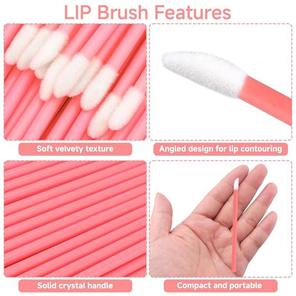 100PCS Lip Gloss Applicators, Disposable Lip Brushes Lip Gloss Applicators Lipstick Gloss Wands Applicator Perfect Makeup Tool Kits (Baby Pink)