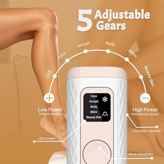 IPL Hair Removal Device, Laser Remover for Women & Men, at-Home Cooling Epilator with Quartz Tube, Hair Removal Machine for Yetiful Skin, Maquina Depilar (White)