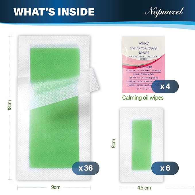 Wax Strips: 42 Waxing Strips - Hair Removal for Body Arms Legs Chest Back - Brazilian Waxing - Waxing Kit for Women Men - Body - 2 Sizes