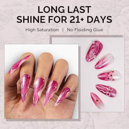 MelodySusie Pink Glitter Gel Nail Polish,0.5fl oz Nails Soak Off UV LED Strawberry Pink Shimmer Gel Polish Gift for Women Nail Art Manicure Salon DIY Nail Design Decoration at Home-1749