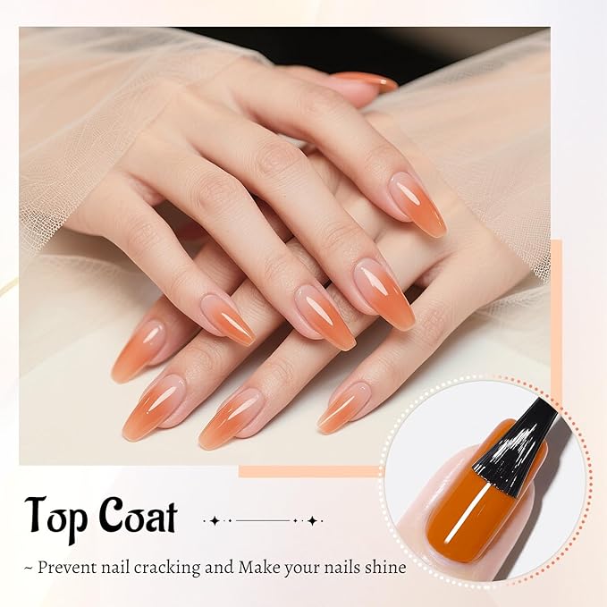 JODSONE 4 Bottle 10ML Nail Primer Base Coat Top Coat and Builder Gel Glossy Durable Long Lasting Gift for Girls at Home Salon Design