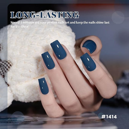 RARJSM Dark Ocean Blue Gel Nail Polish Creamy Teal Blue Gelpolish 15ML 1Pc Soak off Curing Required Nail Art French Manicure Salon DIY at Home Fall Winter