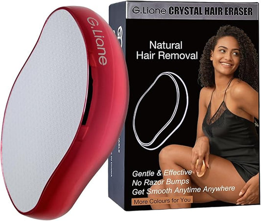 Crystal Hair Eraser,Upgraded Painless Crystal Hair Remover,Effective Nano Glass Hair Removal Device and Skin Exfoliation,Body Epilator for Women and Men(Red)