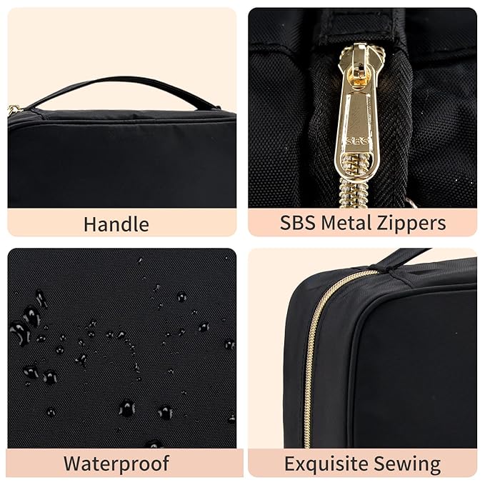 CUBETASTIC Travel Toiletry Bag, Makeup Bag for Women, Portable Water-resistant Small Travel Bag for Toiletries & Cosmetic Essentials