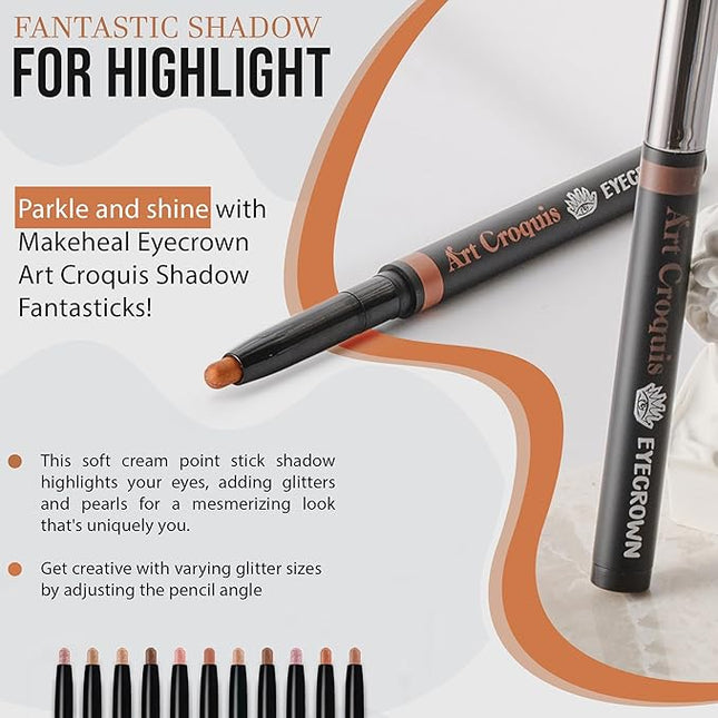 MAKEHEAL] Eyecrown Art Croquis Shadow Fantastick, Highlighter Shadow Pencil Stick-Type, Adheres Smoothly, Various Sizes of Glitter & Pearls, K-Beauty (07 - Pearlybeam)