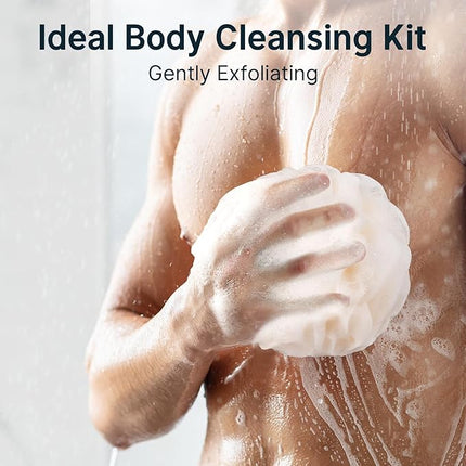 AmazerBath Loofah Sponge, Shower Loofah 60g/PCS - Body Scrubber Loofa Set of 3 Cream Color, Bath Sponge for Men and Women