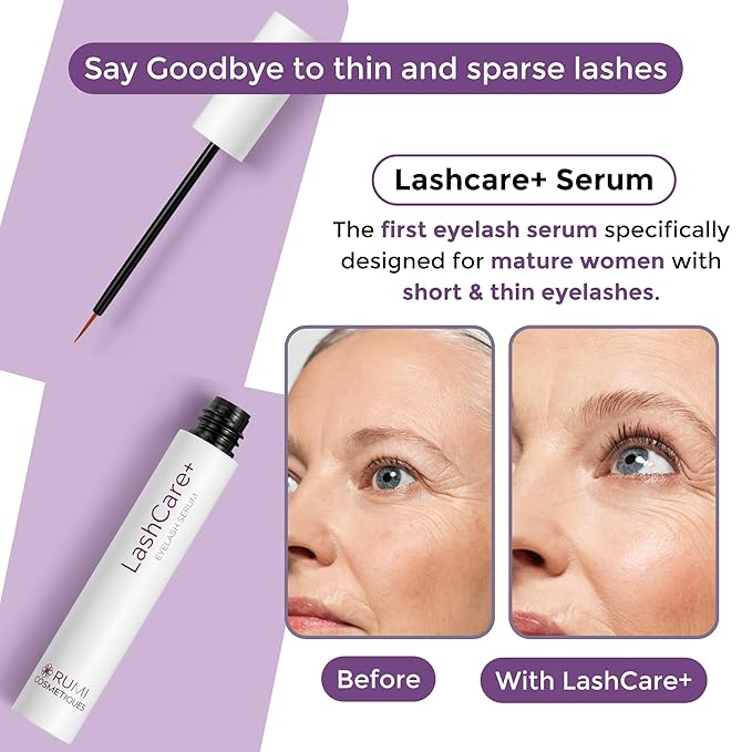 LashCare+ Eyelash Enhancing Serum For Older Women - Longer, Thicker Lashes in 12 Weeks - For Sensitive Eyes, Natural Growth - Enhancement, Conditioner for Longer-Looking Lashes