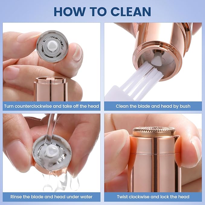 Facial Hair Remover for Women- as Seen on TV Painless Face Shaver -Mini Hair Remover, Electric Razor Shaver Portable Bikini Epilator for Lips, Chin, Armpit, Peach Fuzz, Fingers, Neck, Cheek