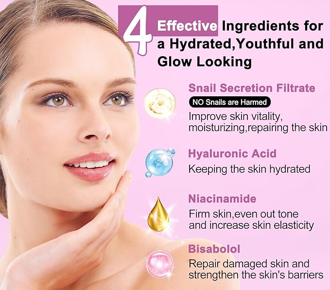 Skin Care Set,Korean Snail Mucin Essence Anti-aging Moisturize Repair Soothe Hydrate,Glass Skincare Routine Kit for Dull & Dry Skin,Skincare Gift Set Teens Stocking Stuffers Christmas Gifts for Women