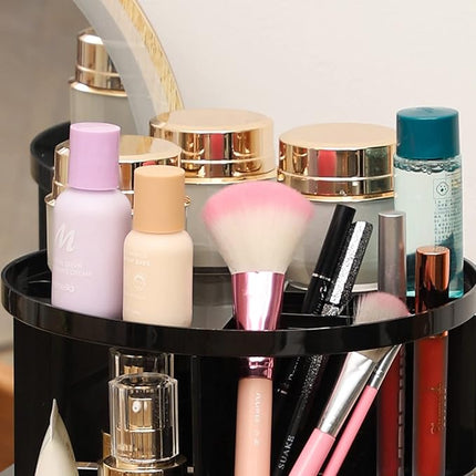 Cq acrylic Rotating Makeup Organizer for Vanity,Adjustable Spinning Organizer and Make up Organizers for Counter,Lazy Susan Bathroom Organizer for Beauty Product,Skin Care,Perfume Organizer,Black