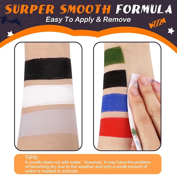 BOBISUKA Light Gray Face Body Paint Water Based Grey Face Paints Sticks Cream Blendable Face Painting Kit Quick Drying Foundation Makeup for Halloween Corpse Bride Zoombie Cosplay SFX Costume Party