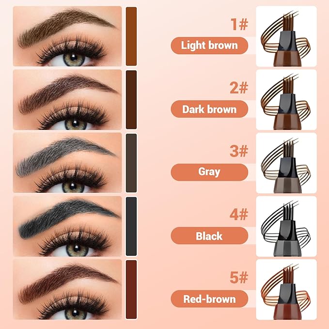 Magic Eyebrow Pencil, 2025 New 4 Tipped Precise Brow Eyebrow Contouring Pen, Long Lasting Contouring Eye Brow Pen for Womans (Dark Brown)