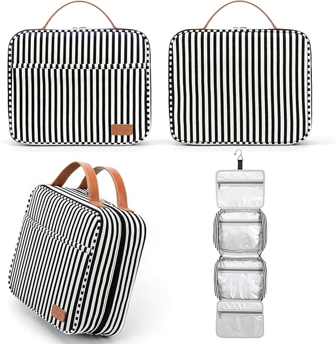 Hanging Travel Toiletry Bag,Large Capacity Cosmetic Travel Toiletry Organizer for Women with 4 Compartments & 1 Sturdy Hook,Perfect for Travel/Daily Use/Christmas