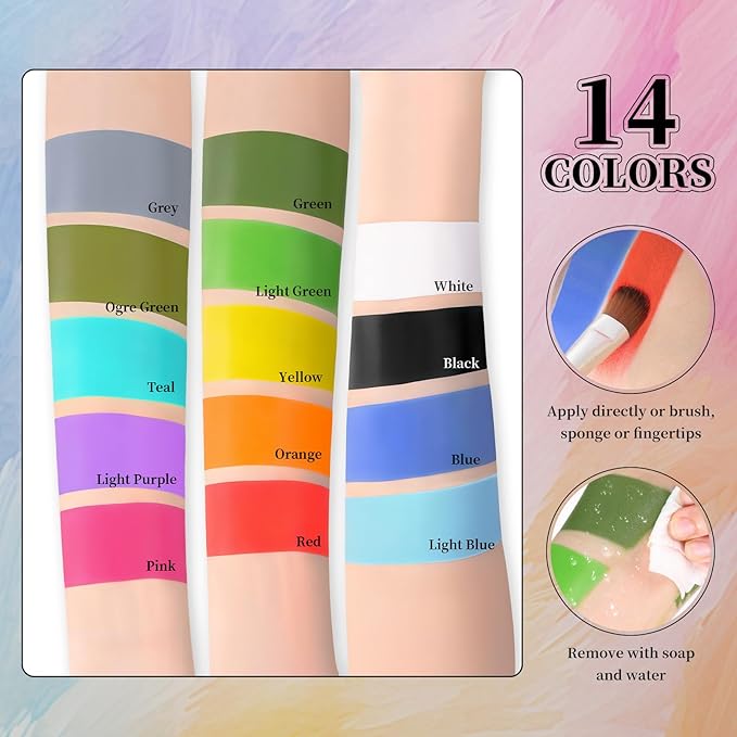 Yellow Face Body Painting Stick, Professional Full-coverage Cream Yellow Face Paint for Halloween SFX Makeup Clown Costume Party, Washable Bright Eye Cheek Art Stick for Adult Festival Carnival