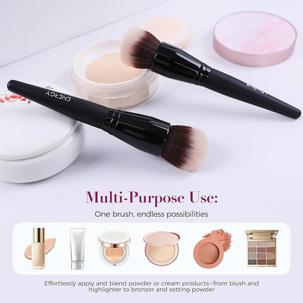 ENERGY Stippling Brush,Professional Makeup Brush for Liquid, Contour, Foundation, Bronzer, Blush, Powder, Buffing, Blending, Soft Vegan Synthetic Bristles, Face Make Up Tool,Black