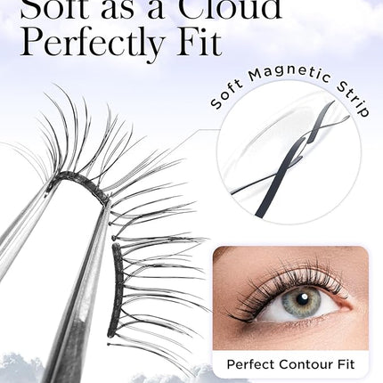 BEYELIAN Magnetic Eyelashes with Applicator Kit, Upgrade Soft Magnetic Lashes Reusable False Eyelashes Natural Look, No Glue Needed Eyelashes for Daily Work (Lightweight & Comfortable)