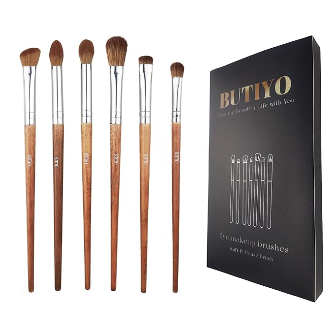 Makeup Brushes Set BUTIYO Eye Make Up Brushes Nature horse hair Concealers Eye shadows Blush Blending Highlight Makeup Brushes 6 Pcs FB-006
