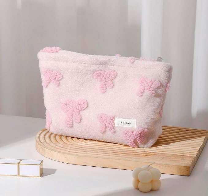 2 Pcs Makeup Bags, Large Cosmetic Bag Travel Toiletry Bag Organizer for Women, Plush Makeup Bag Small Cosmetic Pouch Purse with Zipper Gifts for Girls Teen