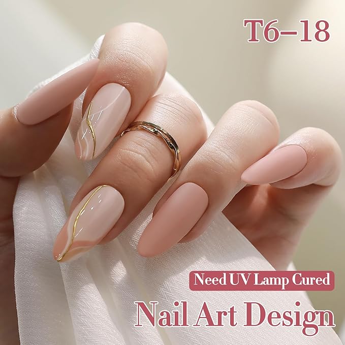 Double Rhythm 6 Pcs 15 ML Gel Polish Set Same Color Same Bottle Soak Off Gel Polish Kit Nail Art Manicure Salon DIY at Home for Women (Light Dark Nude Beige Cream Pink-T6-18)