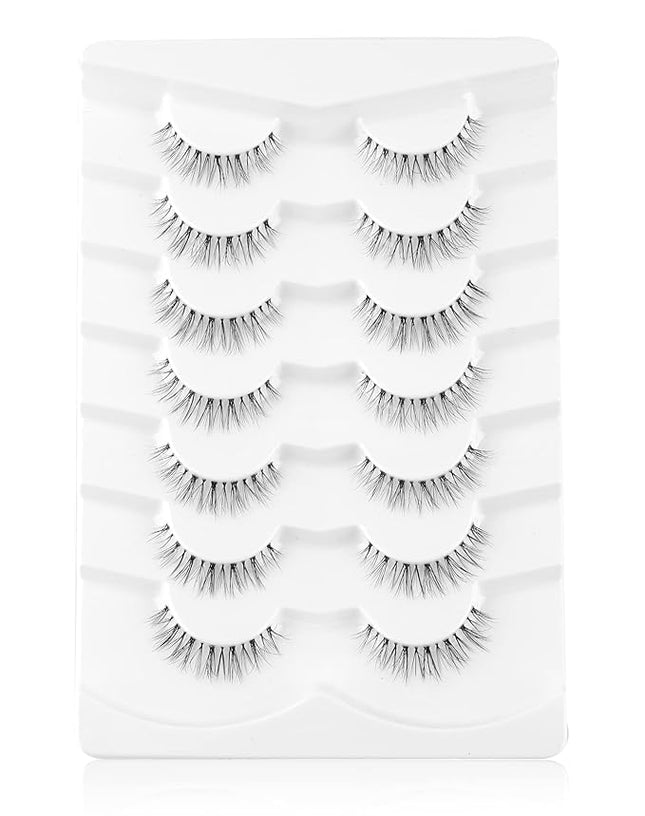 Lashes Natural Look False Eyelashes Natural Wispy Lashes Short Eyelashes Fake Eye Lashes Clear Band Eyelashes 7 Pairs A22