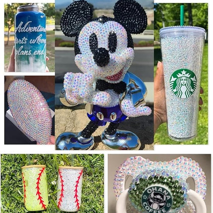 qiipii 18000PCS 3mm Transparent AB Resin Rhinestones Clear White AB Flatback Jelly Resin Rhinestones Bulk SS10 Non-Hotfix Stones Diamonds Crystals Gems for Mugs Tumblers Bottles DIY Crafts Decoration