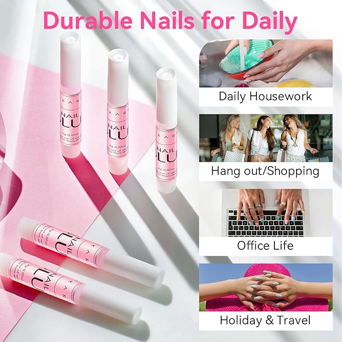 Makartt Super Strong Nail Glue for Press On Nails: Professional Acrylic Nails Nail Adhesive Bond Nail Tips Glue for Stick On Nails Long Lasting Nail Glue for Fake Nails Broken Nails Repair 10Pcs