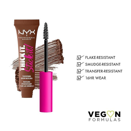 NYX PROFESSIONAL MAKEUP Thick It Stick It Thickening Brow Mascara, Eyebrow Gel - Rich Auburn