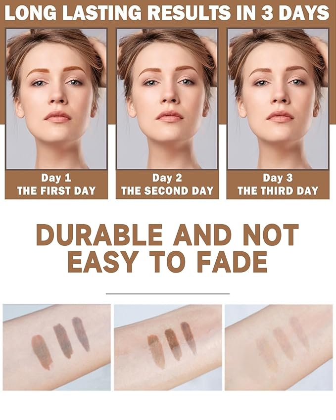 2 Pcs Tattoo Peel Off Eyebrow Gel Tinting Set,Peel Off Brown Tinted Eye Brow Long Lasting Waterproof Transfer-proof Eyebrow Tattoo Women Natural Color Brow Makeup for Fuller& Defined Looking Brow-01